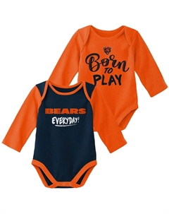 Комплект боди с длинными рукавами Little Player оранжевого/темно-синего цвета для новорожденных и младенцев, комплект из 2 боди Chicago Bears Outerstuff