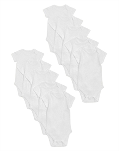 Боди 10PK PURE COTTON SHORT SLEEVE BODYSUITS, цвет white Marks & spencer