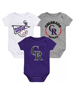 Комплект из 3 боди для новорожденных и младенцев фиолетового/белого/серого цвета Colorado Rockies Biggest Little Fan Outerstuff