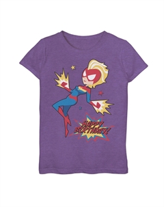 Футболка с рисунком «Капитан Марвел» для девочек 7–16 лет с рисунком «С Днем Рождения» Marvel