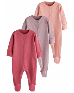 Комбинезон 3 PACK COTTON BABY SLEEPSUITS, цвет pink Next