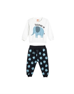 Комплект ночного белья SET ELEPHANT PRINTED LONG SLEEVE CREW NECK ., цвет white and dark blue Koton