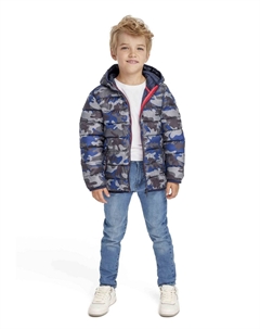 Легкая куртка CAMO HOODED PUFFER, цвет blue Minoti