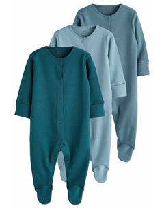 Комбинезон 3 PACK COTTON BABY SLEEPSUITS, цвет blue Next