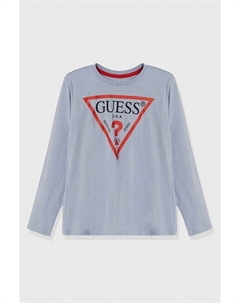 Детская хлопковая рубашка с длинными рукавами, синий Guess