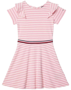Платье Stripe Ruffle Dress, цвет Sea Pink Tommy hilfiger
