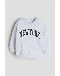 Толстовка из хлопка с текстовым принтом, серый H&m