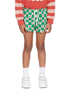 Детские шорты зеленого и кремового цвета с помидорами по всей поверхности Bobo choses
