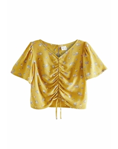 Блузка Ruched Regular Fit, цвет yellow ditsy Next