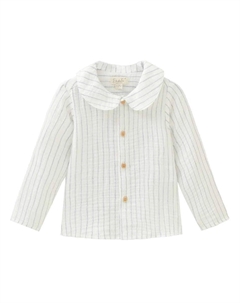 Белая муслиновая рубашка для мальчика в голубую полоску, белый Dadati