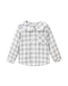 Рубашка в серо-белую клетку для мальчика с карманом, светло-серый Dadati