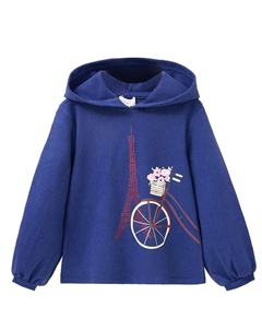 Толстовка с капюшоном для девочки с мотивом спереди, индиго синий Dadati
