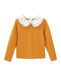 Толстовка для девочки с воротником «Питер Пэн» из трикотажного полотна горчичного цвета, горчица Dadati