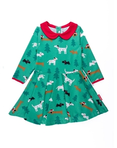 Платье Skater mit Christmas Dog Applikation, зеленый Toby tiger