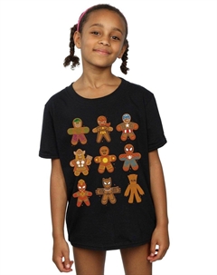 Хлопковая футболка с рождественскими пряниками «Мстители», черный Marvel