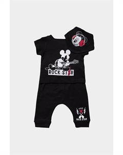 Костюм Микки Мауса Rockstar из трех предметов, черный Disney baby