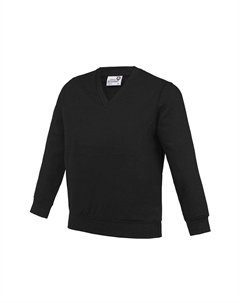 Школьный джемпер/толстовка с V-образным вырезом Academy, черный Awdis