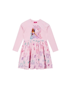 Платье с длинными рукавами и единорогом, розовый Barbie
