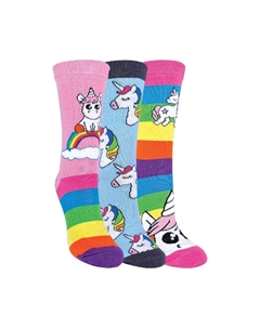 3 пары носков с милым единорогом в полоску и радужным узором, мультиколор Sock snob