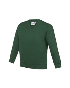 Школьный джемпер/толстовка с V-образным вырезом Academy, зеленый Awdis