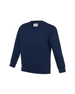 Школьный джемпер/толстовка с V-образным вырезом Academy, темно-синий Awdis