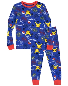 Пижама с Пикачу и Покеболом, плотная посадка Pokemon, синий