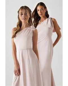 Платье подружки невесты с бантом на одно плечо для подростков, розовый Coast