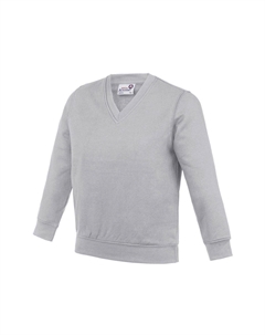 Школьный джемпер/толстовка с V-образным вырезом Academy, серый Awdis