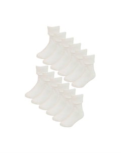 6 пар однотонных мягких хлопковых носков с переворачиванием для малышей, белый Sock snob