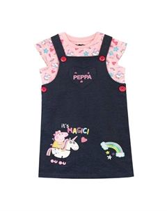 Платье-сарафан с единорогом и радугой и передним карманом, розовый Peppa pig