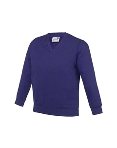 Школьный джемпер/толстовка с V-образным вырезом Academy, фиолетовый Awdis