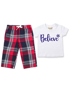 Поверьте, пижамы, детские брюки в клетку тартан, пижамный комплект, рождественский комплект, красный 60 second makeover