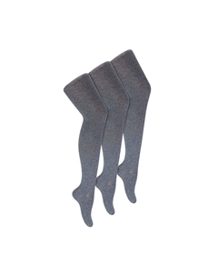 3 пары супермягких однотонных непрозрачных школьных колготок с насыщенным содержанием хлопка, серый Sock snob
