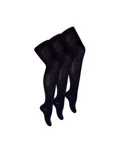 3 пары супермягких однотонных непрозрачных школьных колготок с насыщенным содержанием хлопка, черный Sock snob