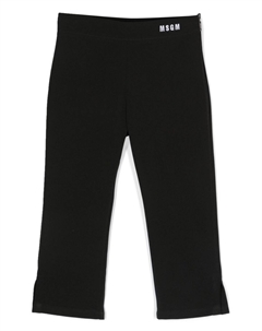 Прямые брюки с вышитым логотипом, черный Msgm kids