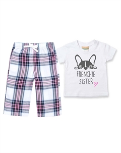 Пижамы Frenchie Sister, детские брюки в клетку, пижамный комплект с французским бульдогом, розовый 60 second makeover