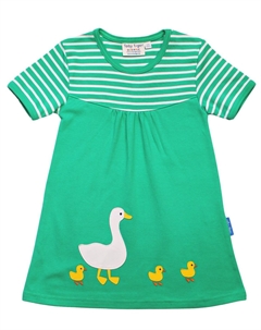Платье Kinder mit Enten Applikation, зеленый Toby tiger
