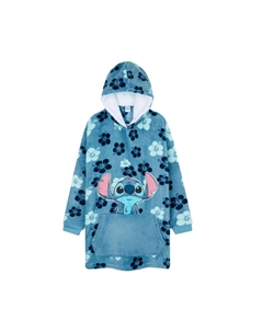 Объемное пончо с капюшоном Stitch Flowers, синий Disney