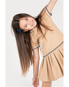 Трикотажное платье бежевый с воротником-поло Coccodrillo