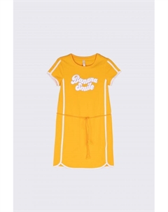 Трикотажное платье мед с декоративной отделкой и надписью Coccodrillo