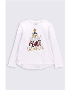 Футболка с длинными рукавами белый с рождественским принтом Coccodrillo