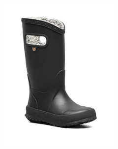 Детские водонепроницаемые плюшевые дождевые сапоги для малышей/маленьких/больших детей, черный Bogs°