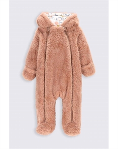 Утепленный комбинезон розовый с капюшоном и двубортной застежкой Coccodrillo