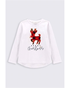 Футболка с длинными рукавами белый с рождественским принтом Coccodrillo