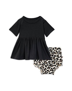 Топ с баской и короткими рукавами для девочек и шаровары с принтом — для малышей, цвет Tan/Beige Posh peanut