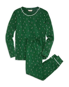 Пижама унисекс с длинными рукавами и принтом, цвет Green Eberjey