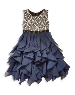 Платье с рюшами для маленьких девочек и девочек, темно-синий Joe-ella