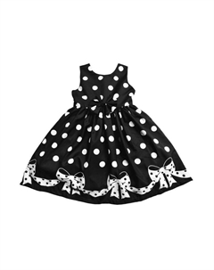 Платье с бантом и принтом в горошек для маленьких девочек, маленьких девочек и девочек, черный Joe-ella