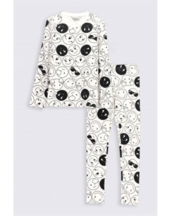 Пижама для девочки белый хлопок с длинными рукавами Coccodrillo