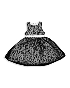 Сетчатое платье с леопардовым узором для маленьких девочек и девочек, черный Joe-ella
